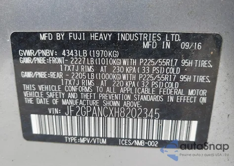 2017 Subaru Crosstrek 2.0I Limited from USA, damaged, VIN JF2GPANCXH8202345